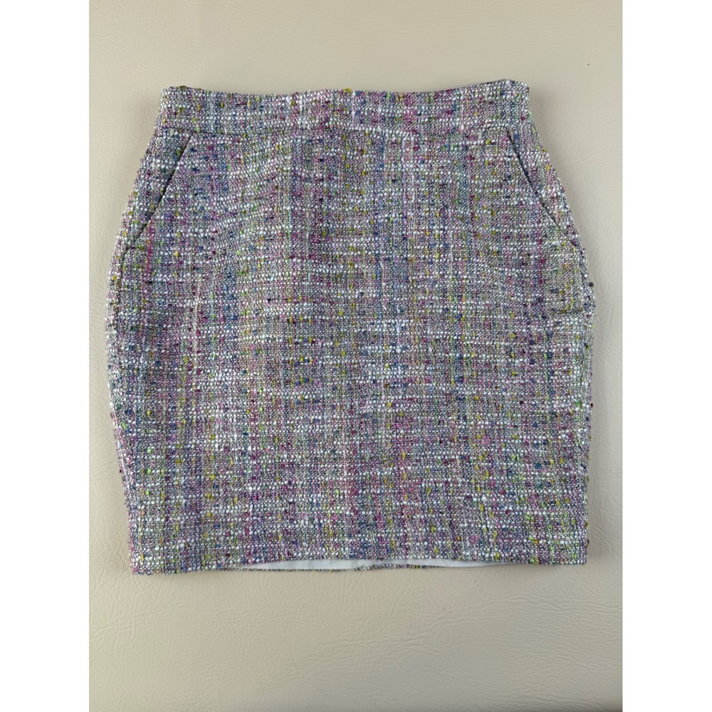 J.Crew Silk Blend Tweed Mini Skirt Size 4 Multicolor Bouclé Lined Pockets